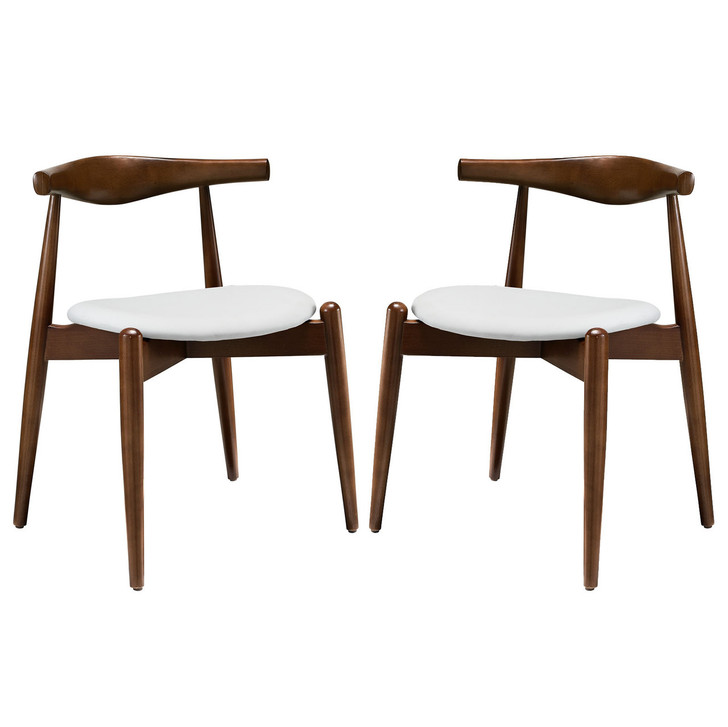 Stalwart Dining Side Chairs Set of 2 in Dark Walnut White