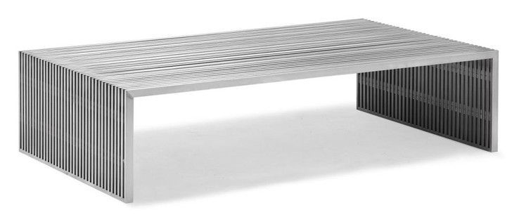 Novel Living Room Coffee Table, Silver  Brushed Stainless Steel