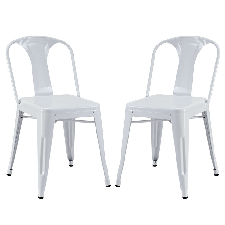 Reception Dining Side Chair Set of 2 in White