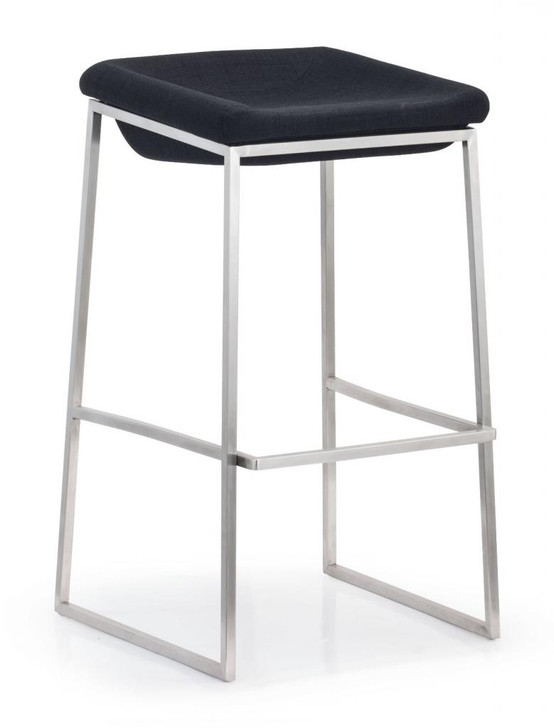 Lids Bar Stool Chair, Gray  Brushed Stainless Steel (set of two)