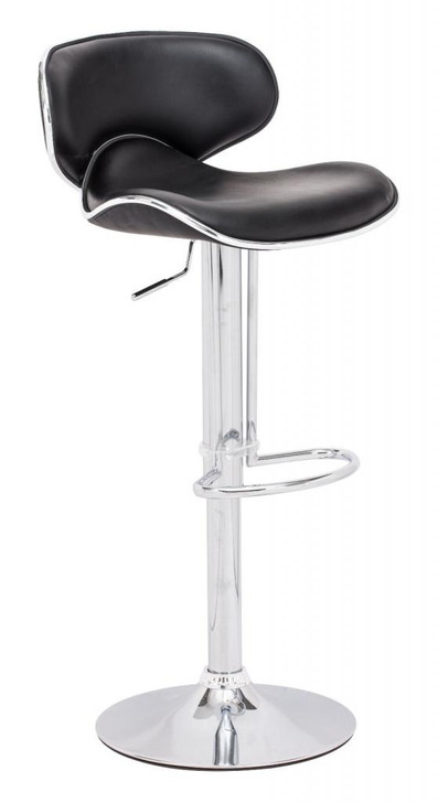 Fly Bar Stool Chair, Black Leatherette Chrome Steel