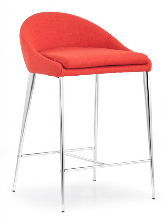 Reykjavik Counter Chair, Orange  Chromed Steel (set of two)