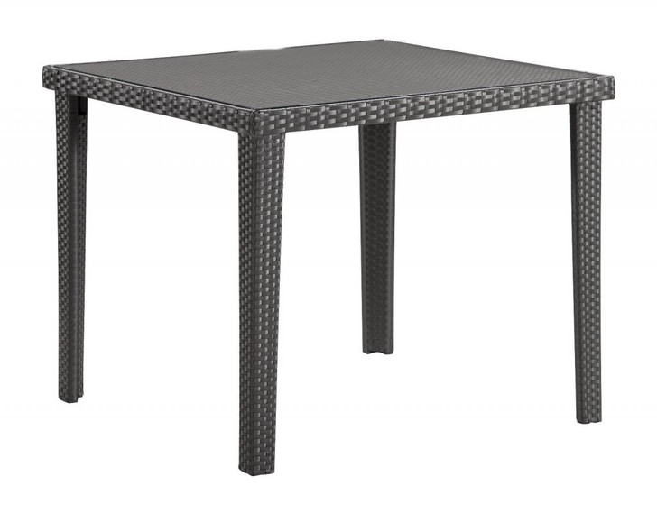 Cavendish Wicker Dining Square Table, Brown Glass Aluminum Frame