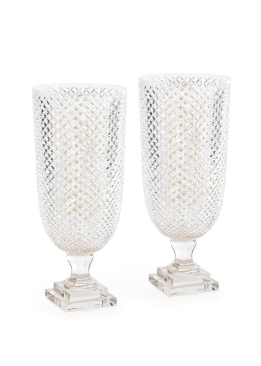 Diamond Hurricanes ( Set of Two ), Clear Glass