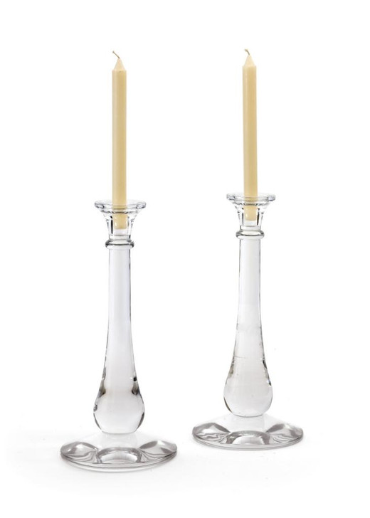 Tear Drop Candlesticks ( Set of Two ), Clear Glass
