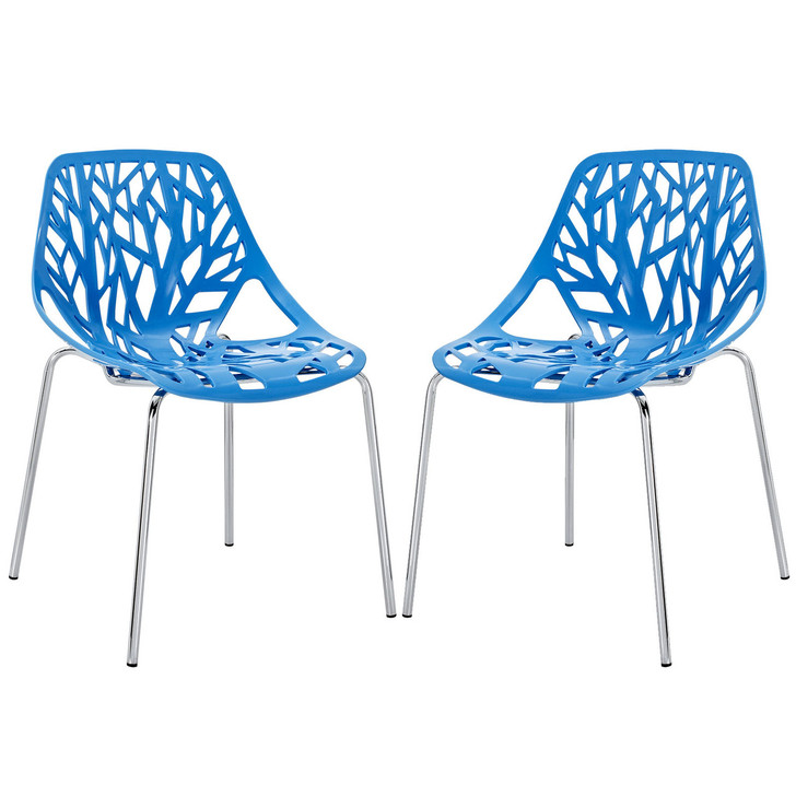 Stencil Dining Side Chair Set of 2 in Blue