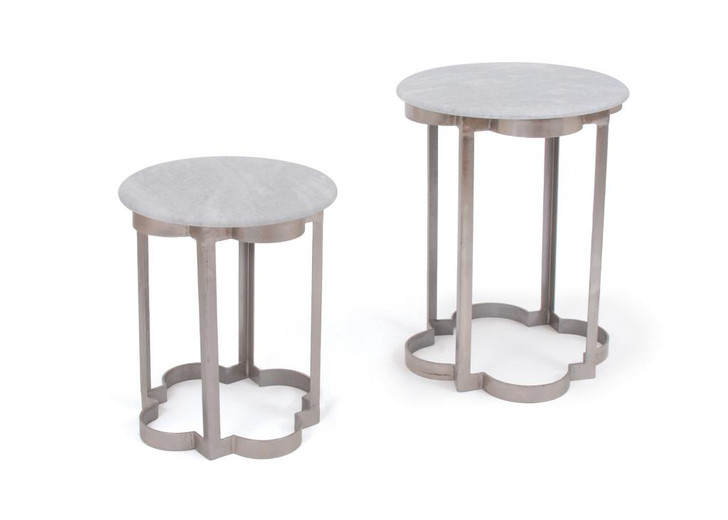 Clover Iron Tables ( Set of Two ), Silver Metal