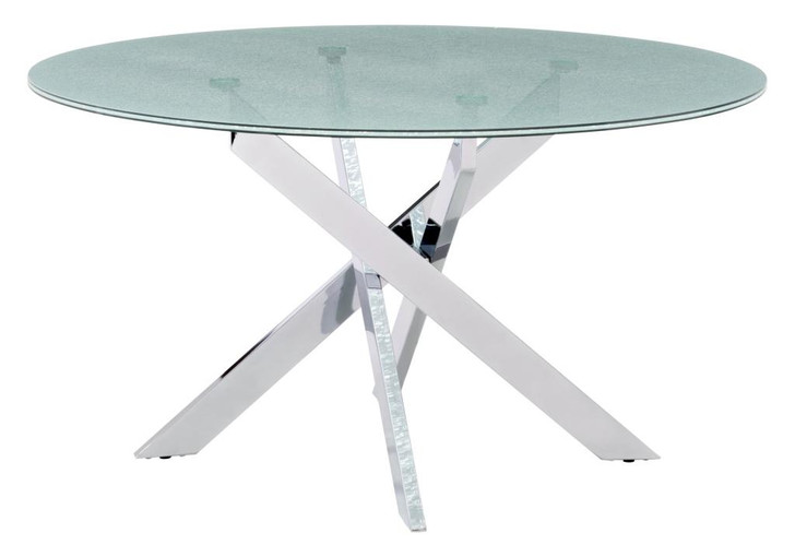 Stance Dining Table, Chrome Glass Chrome Steel