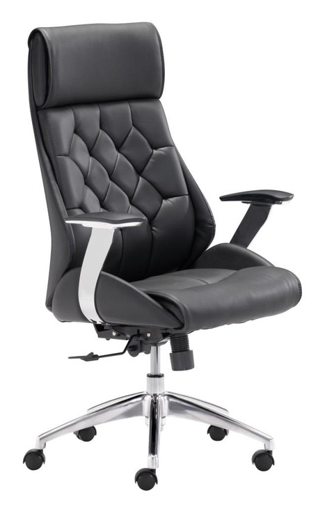 Boutique Office Chair, Black Leatherette Chrome Steel