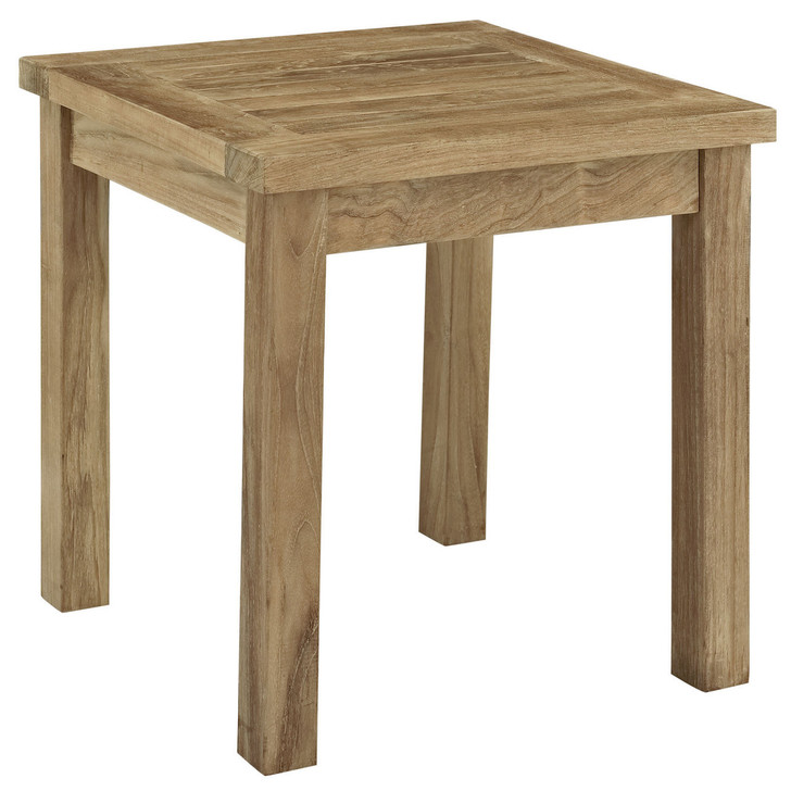 Marina Outdoor Patio Teak Side Table, Brown Wood