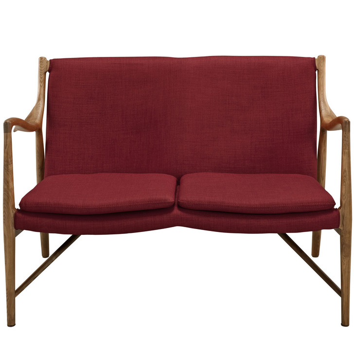 Makeshift Upholstered Loveseat, Red Fabric