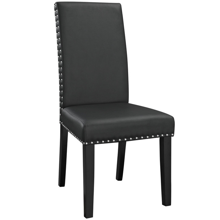 Parcel Dining Vinyl Side Chair, Black Faux Leather