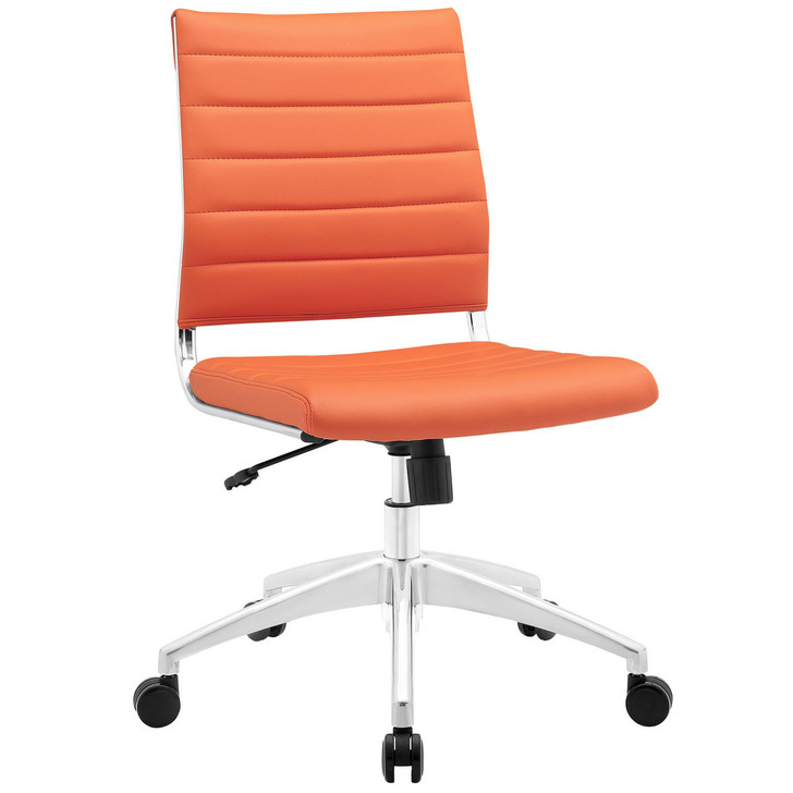 Jive Armless Mid Back Office Chair, Orange Faux Leather