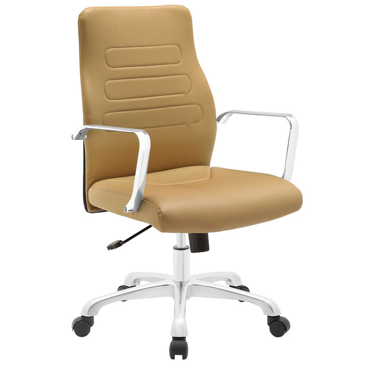 Depict Mid Back Aluminum Office Chair, Tan Faux Leather