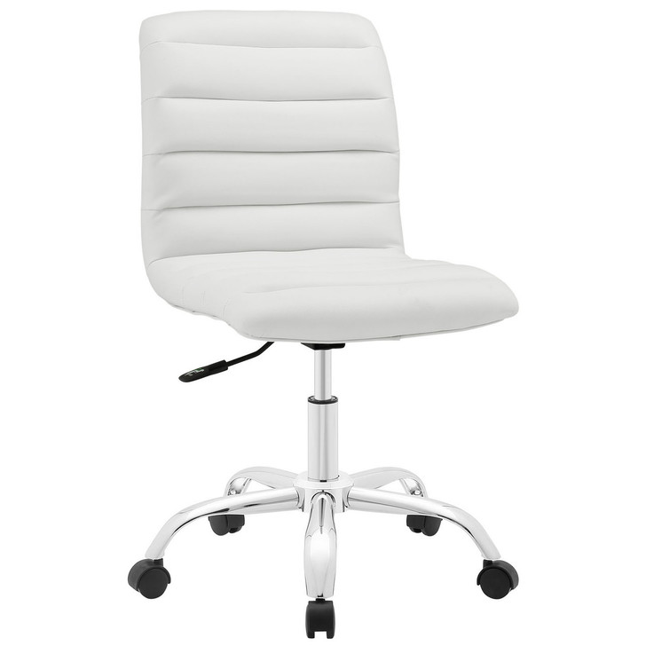 Ripple Mid Back Office Chair, White Faux Leather