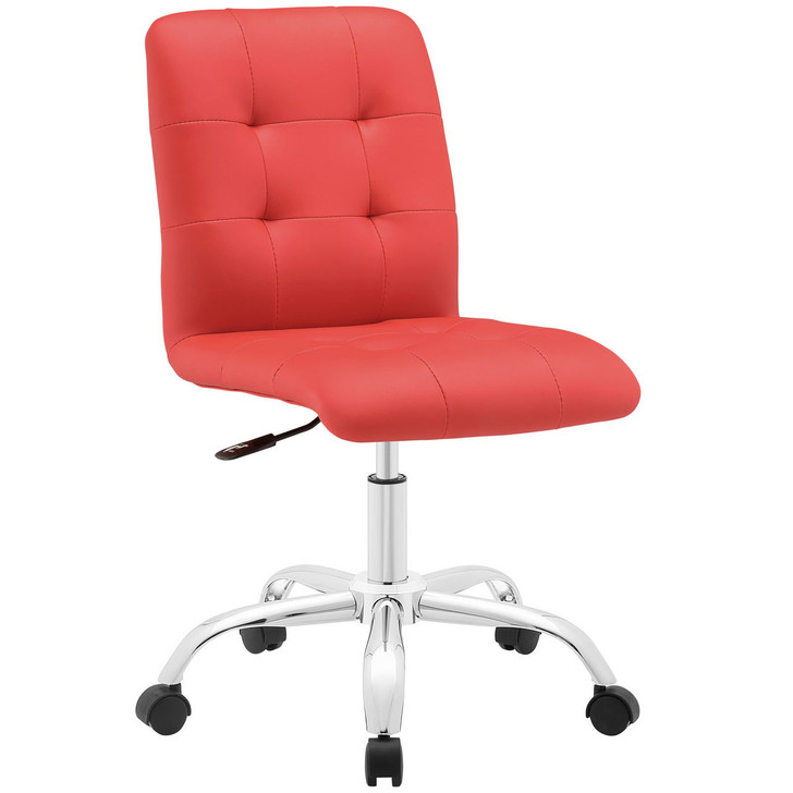 Prim Mid Back Office Chair, Red Faux Leather