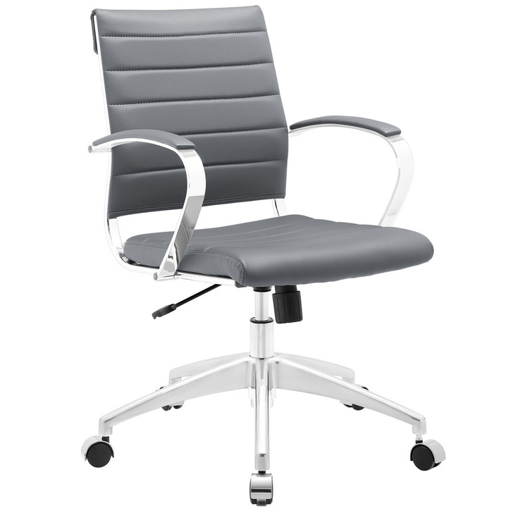 Jive Mid Back Office Chair, Grey Faux Leather
