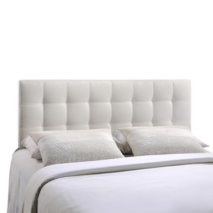 Lily Full Vinyl Headboard, White Faux Leather