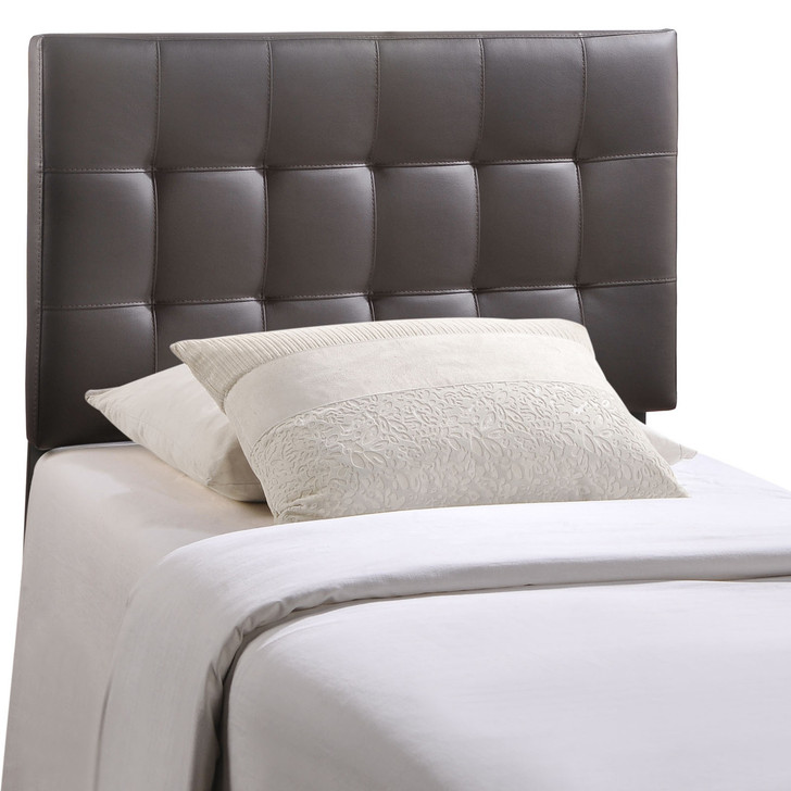 Lily Twin Vinyl Headboard, Brown Faux Leather