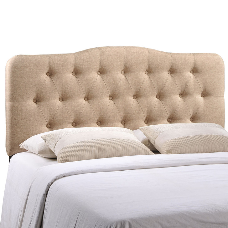 Annabel Queen Fabric Headboard, Beige Fabric