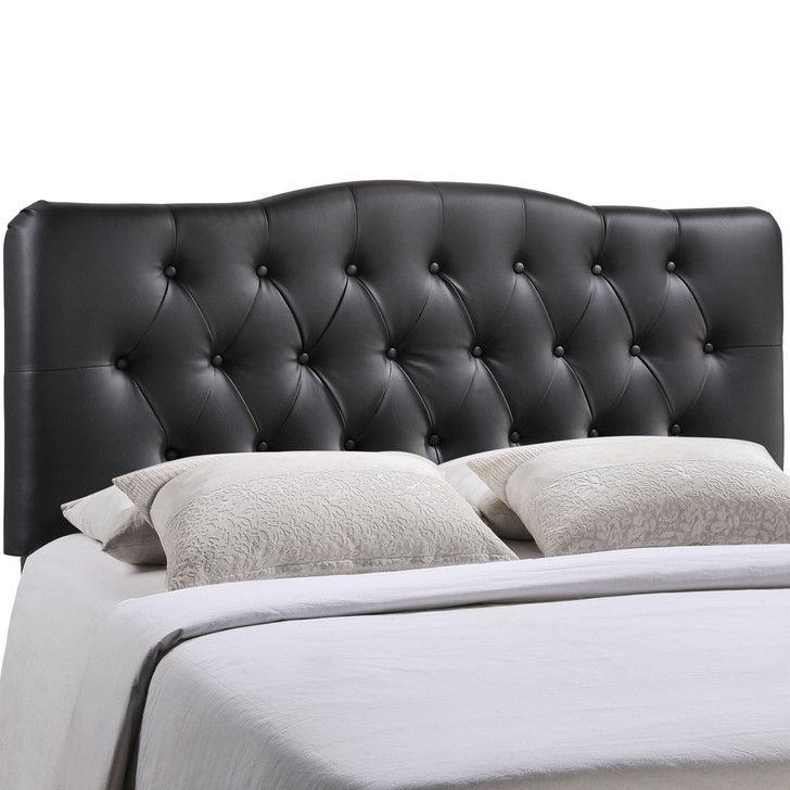 Annabel Queen Vinyl Headboard, Black Faux Leather