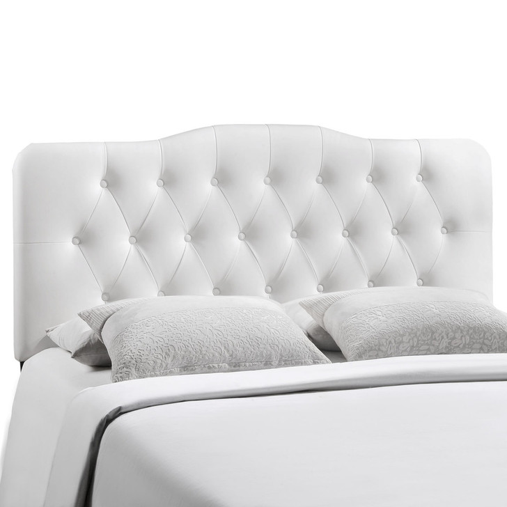 Annabel King Vinyl Headboard, White Faux Leather