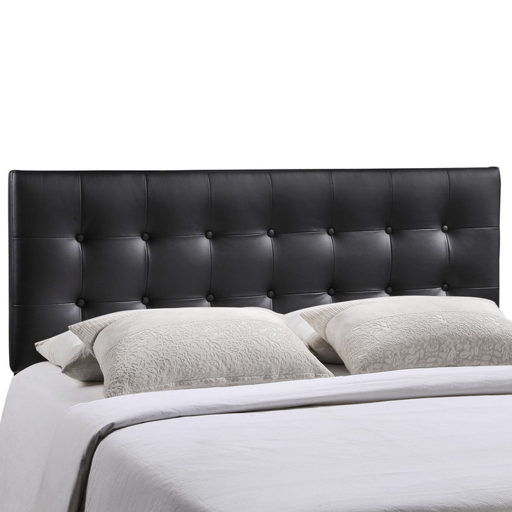 Emily Queen Vinyl Headboard, Black Faux Leather