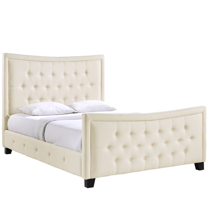 Claire Queen Bed Frame, Ivory Fabric