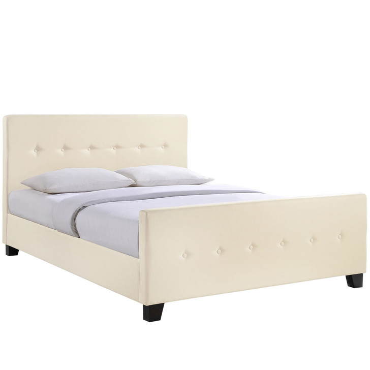 Abigail Queen Bed Frame, Ivory Fabric