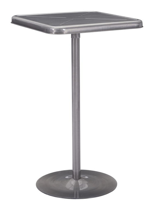 Mallus Kitchen Dining Bar Table, Silver Metal