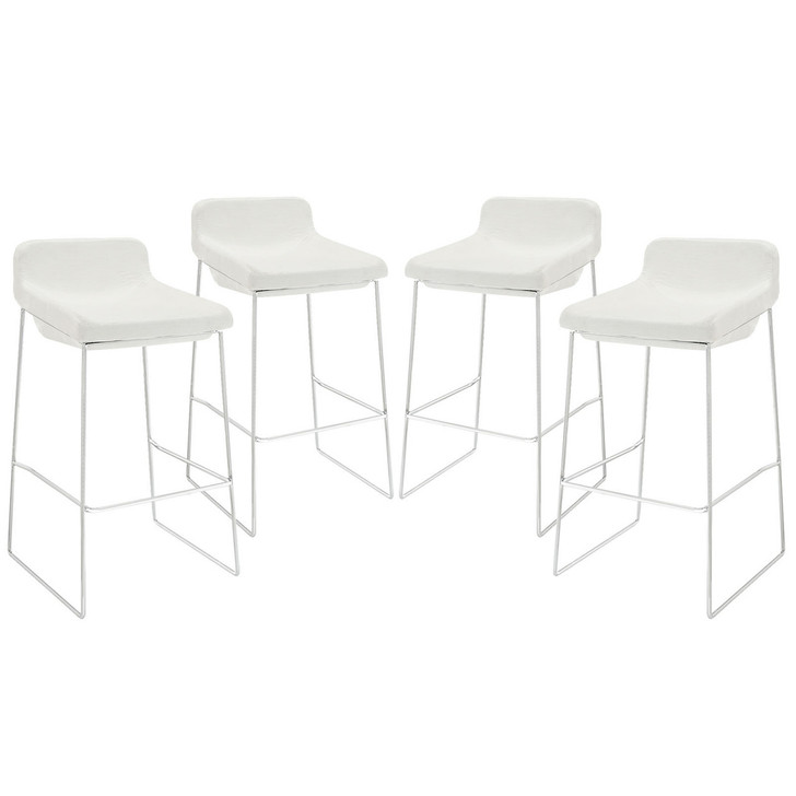 Garner Bar Stool Set of 4, White Fabric