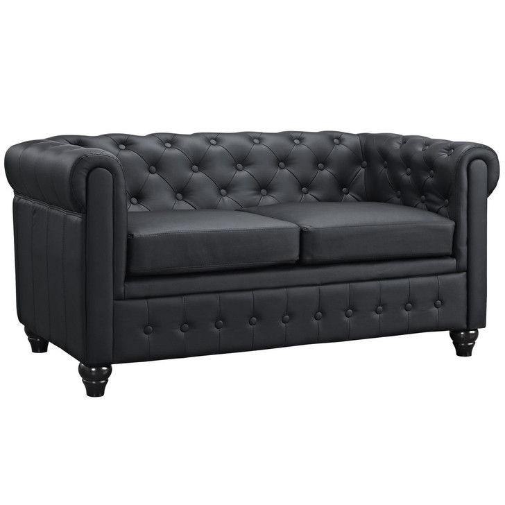 Earl Vinyl Loveseat, Black Faux Leather