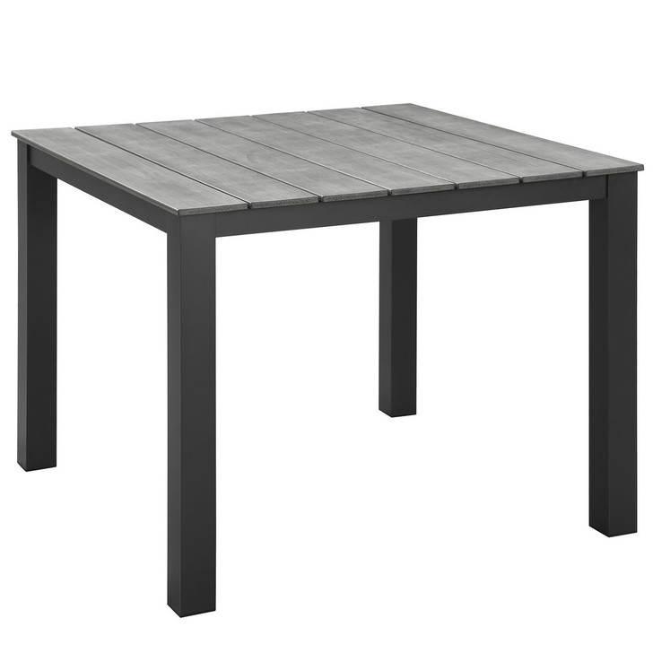 Maine 40" Outdoor Patio Dining Table, Brown Grey Steel