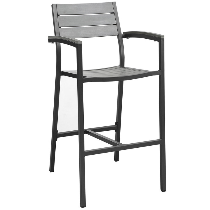 Maine Outdoor Patio Bar Stool, Brown Grey Steel