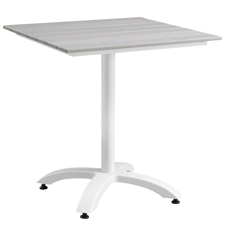 Maine 28" Outdoor Patio Dining Table, White Light Grey Steel