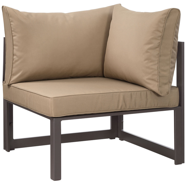 Fortuna Corner Outdoor Patio Armchair, Brown Fabric Steel