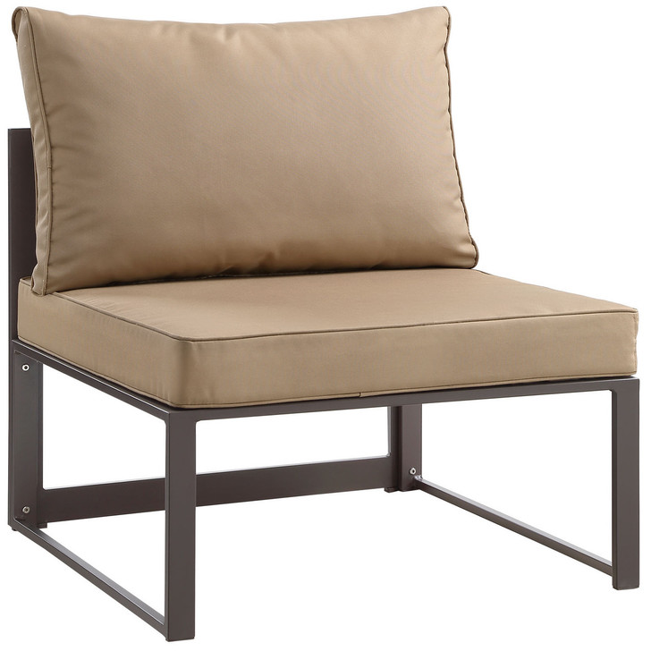 Fortuna Outdoor Patio Armless Chair, Brown Fabric Steel