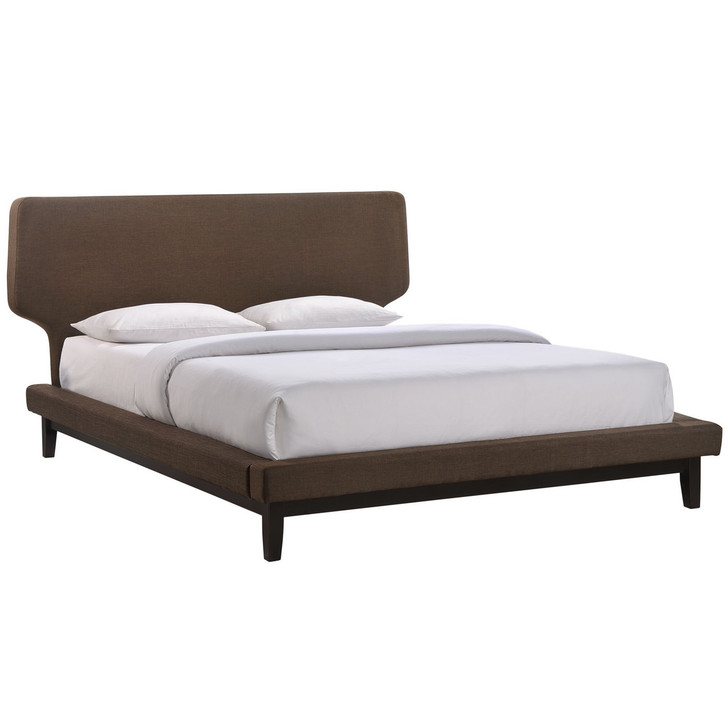 Bethany Queen Bed, Brown Fabric Wood