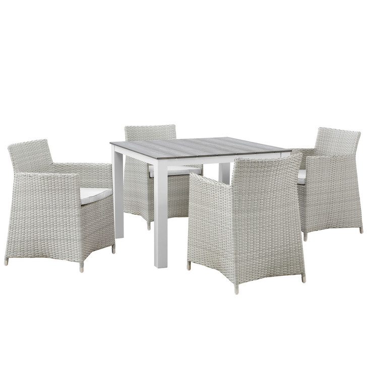 Junction Five PCS Outdoor Patio Dining Set, White, Aluminum, Poly Lumber