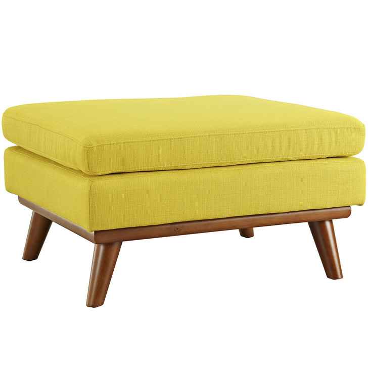 Engage Fabric Ottoman , Yellow, Fabric