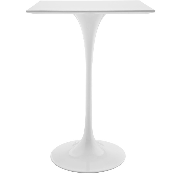 Lippa 28Inches Square Wood Top Bar Table, White, Metal