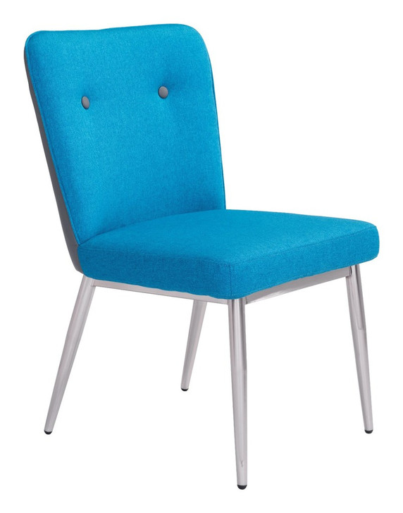 Hope Dining Chair ( Set of 2 ), Blue, Faux Leather