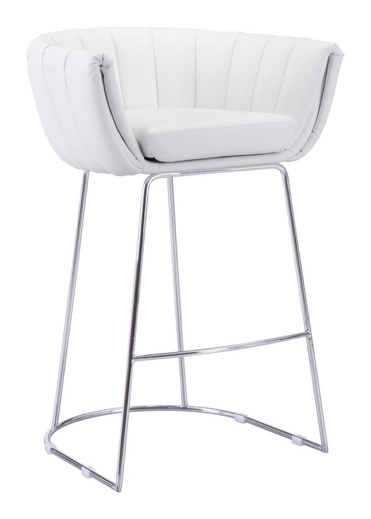 Latte Bar Chair ( Set of 2 ), White, Faux Leather