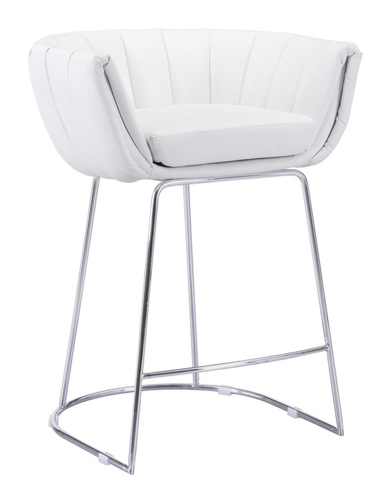 Latte Counter Chair ( Set of 2 ), White, Faux Leather