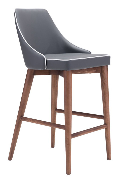 Moor Counter Chair, Gray, Faux Leather