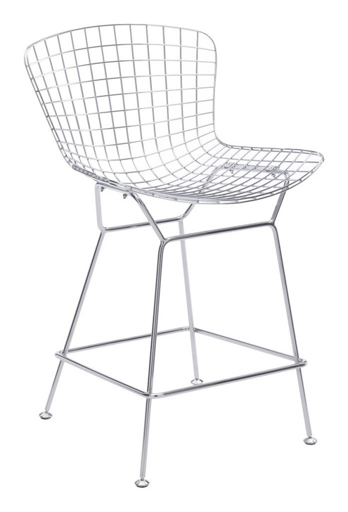 Wire Counter Chair ( Set of 2 ), Chrome, Metal