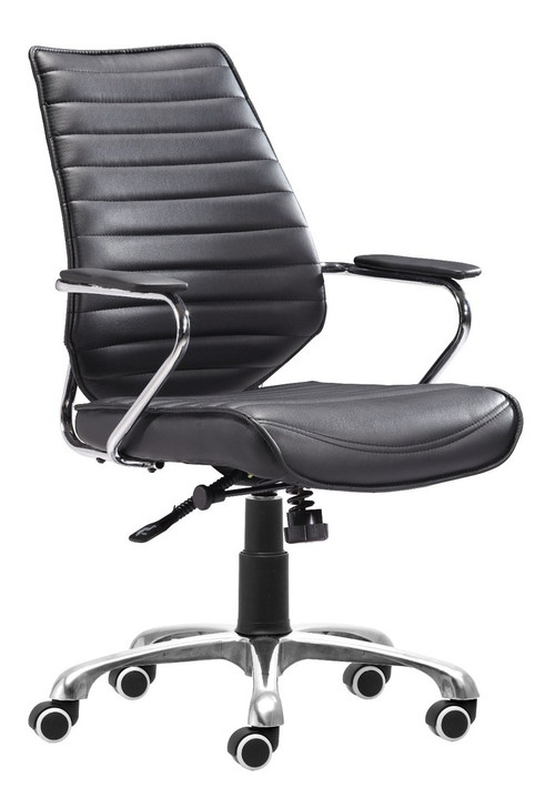 Enterprise Low Back Office Chair, Black, Faux Leather
