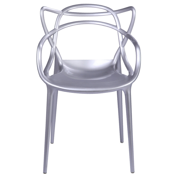 Brand Name Dining Chair, Silver, Plastic