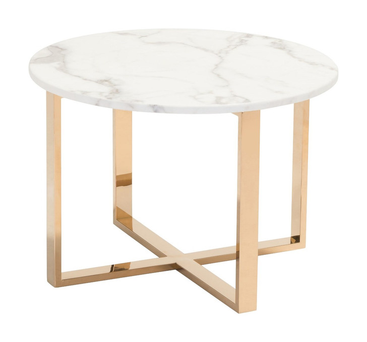 Globe End Table Stone & Gold, Faux Marble