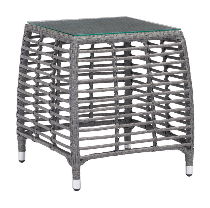 Trek Beach Side Table Gray & Beige, Rattan